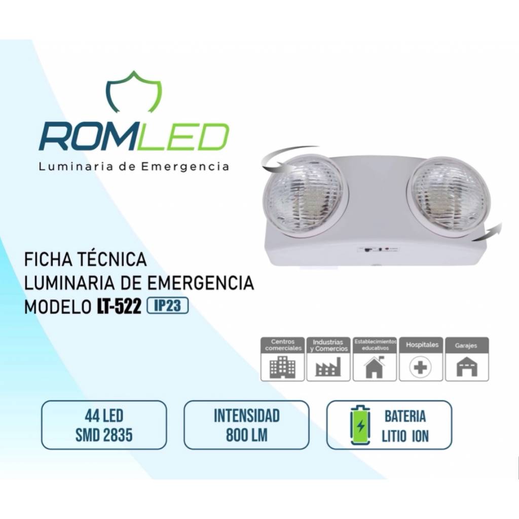 Luz de Emergencia LT 522 / 800 Lmenes