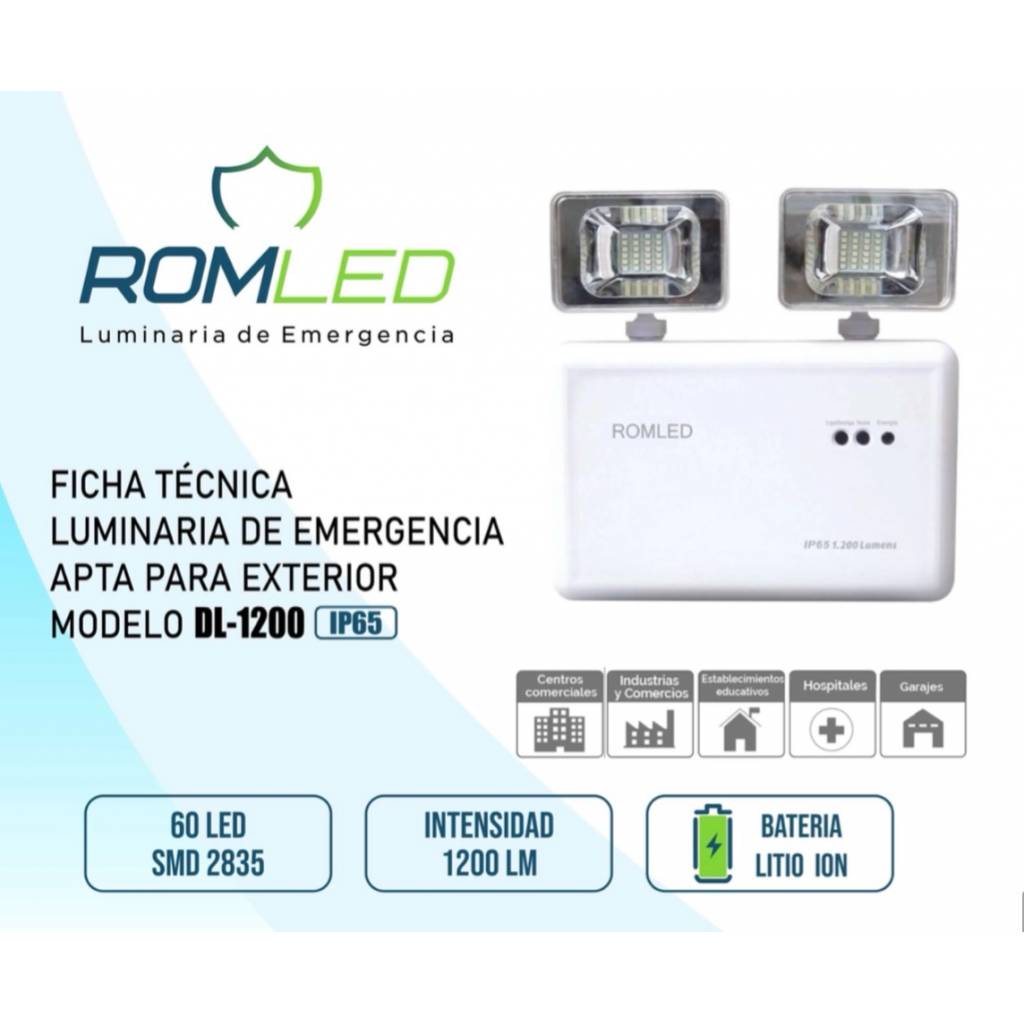 Luz de Emergencia Estanco IP 65 / DL 1200  - ROMLED